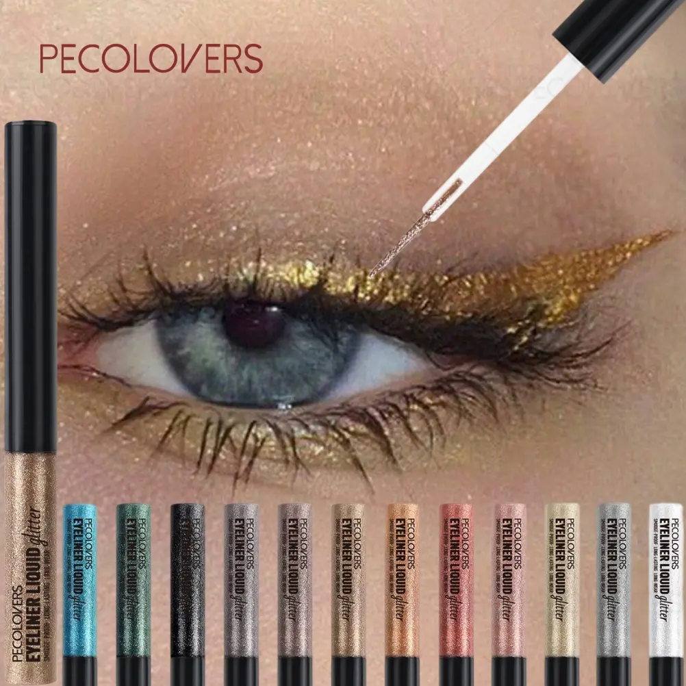 2PCS/Set  Metallic Glitter Liquid Eye Liner, Shiny Waterproof & Long-Lasting Smooth Application,Vibrant Colors for & Stylish Eye Makeup, Eye Makeup Products, Eyeliner