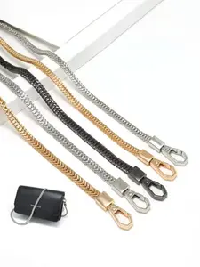 1pcs Durable Metal Bag Strap, 120cm Snake Chain Shoulder Belt, 7mm Wide Flat Chain, Replacement Strap for Handbag & Crossbody Bag