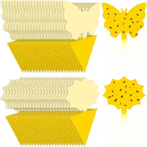 Fruit Fly Traps 48PCS Fungus Gnat-Traps for Indoor-Outdoor Yellow Fruit-Fly Sticky-Trap Plants Flying Bug Insects Traps