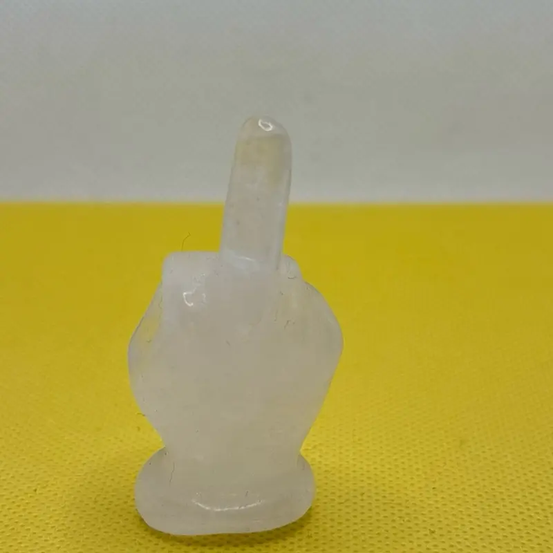 2” clear quartz middle finger