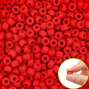 300PCs Silicone Pony Beads for Hair Braiding 6x9mm Soft Kandi Foca Beads for Bracelet Making Pens DIY Crafts Key Chains Ornaments Decorations in White Black Red Pink Blue