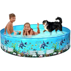 5FT Foldable Kiddie Pool - Hard Plastic Non-Inflatable Pool & Ball Pit for Kids, Toddlers, Adults, Dogs - Collapsible Round Swimming Pond for Indoor Outdoor Backyard, Lawn, Summer Water Play