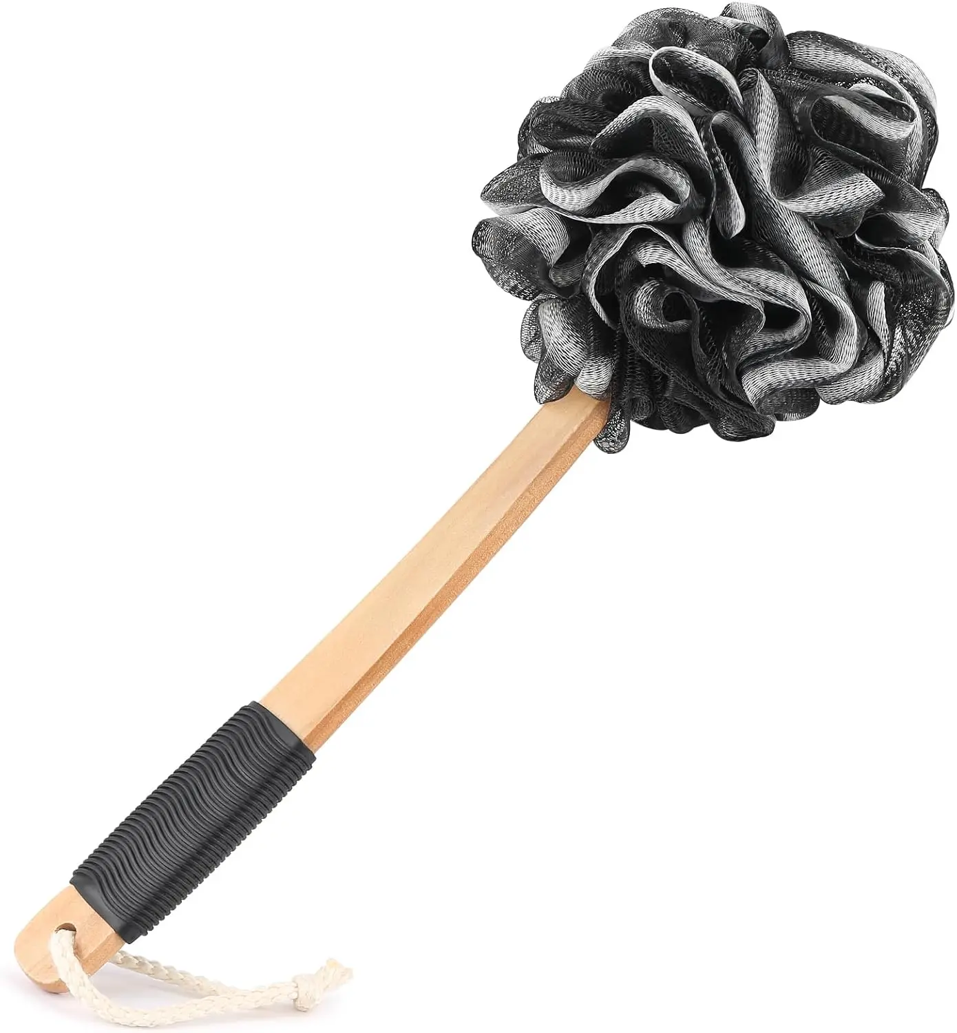 Exfoliating Loofah Brush with Rubber Handle, Body Scrubber Bath Sponge for Shower, Gentle Body Cleansing & Exfoliating Personal