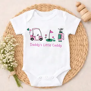 Premium Cotton Baby Bodysuit Daddy's Little Caddy Golf Cart Print 100% Pure Cotton Non-Irritating Snap Closure Breathable Free Movement Perfect For Gifting & Everyday