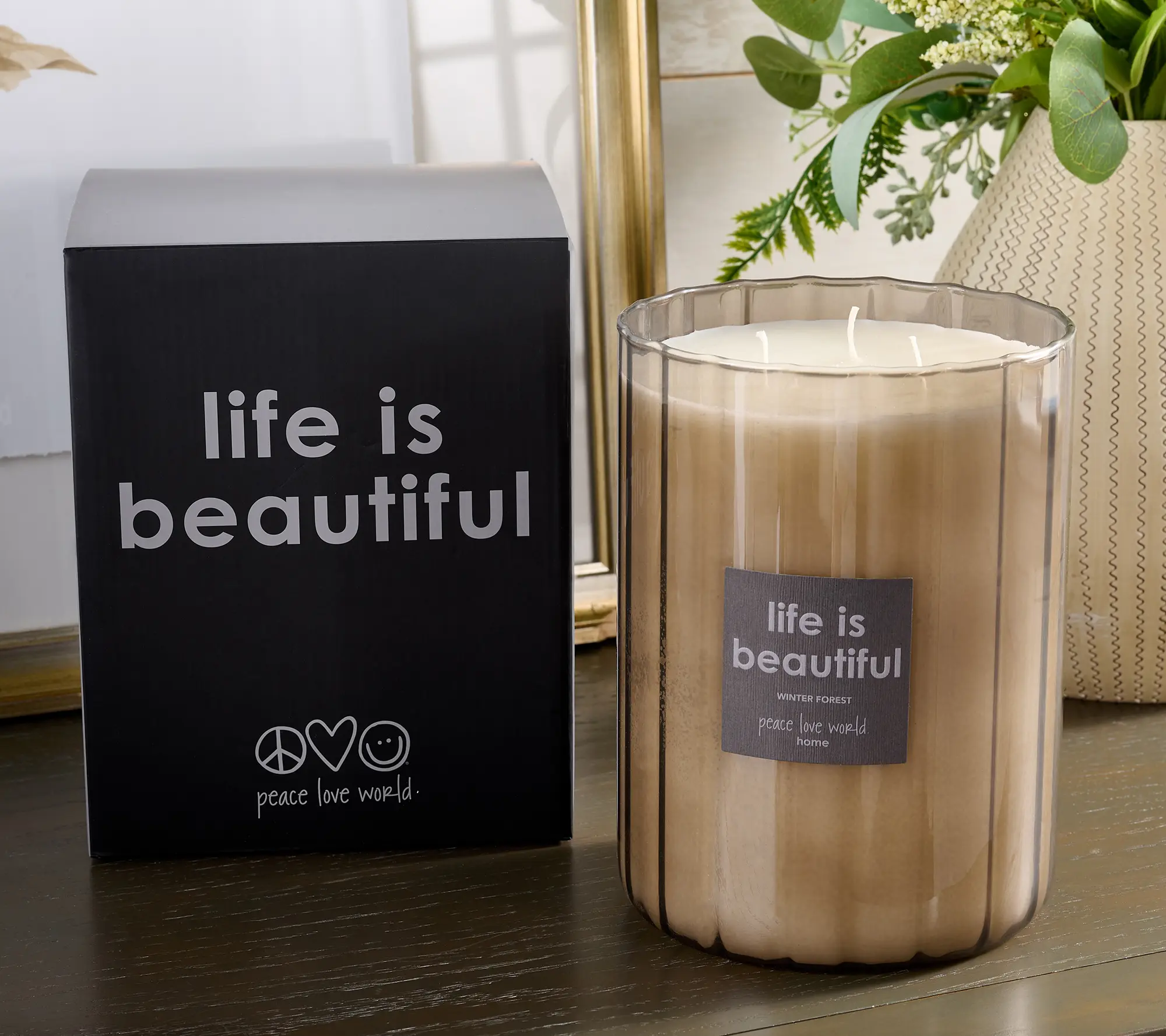 Peace Love World Luxe 90oz Glass Candle with Gift Boxes