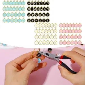 104 pack initial letter pendant set, suitable for DIY jewelry making, various letter pendants can be used for bracelets, necklaces, and crafts