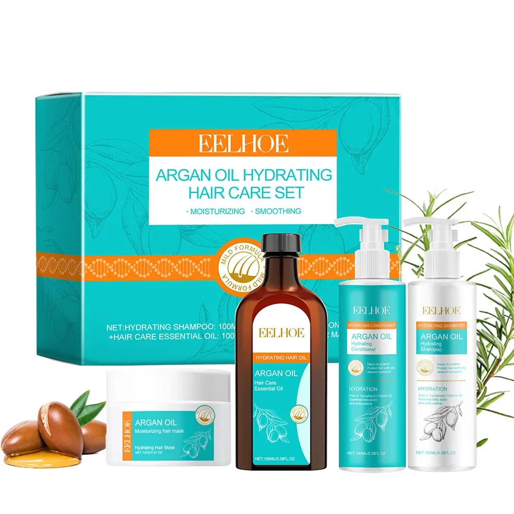 Moroccan Haircare Gift Set, Gentle Haircare, Rich in Moroccan nut oil, keratin, jojoba seed oil, lavender, rosemary, Promotes Scalp Circulation, Strengthens Roots, Anti-Frizz, Volumizing, Smooth, Moisturizing, Hydrating, Contains Argan Oil Shampoo