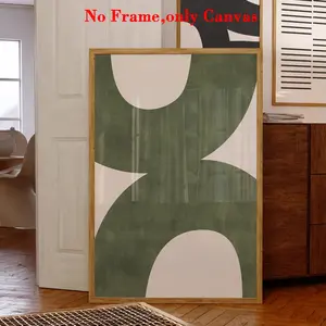 1 PC, wall art, abstract poster, mid-century green organic lines modern minimalist printable wall art, green and beige tones printable wall art, green beige painting, kitchen decor, living room decor, unframed