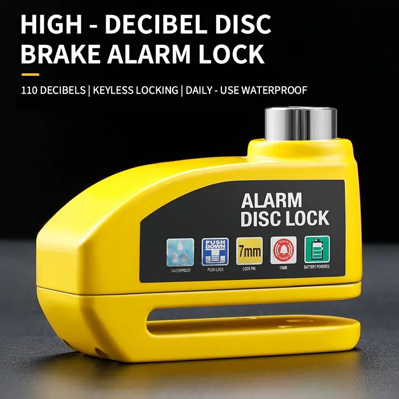 Rustproof Round Aluminum Alloy Bicycle Disc Brake Lock with 110dB Vibration Alert, Compact Lock with Simple Clamp, Secure Anti-Theft Ebike Accessory for MTB, Road Bike, Ebike Accessories, Alarm System