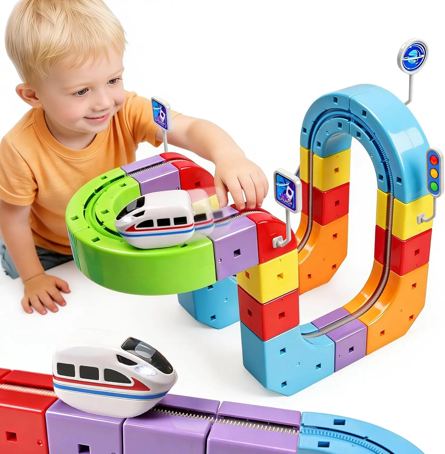 121pcs Electric Train Set for Kids, 3D Building Toy Train Track for 3-8 years old boys and girls, Fun Gifts