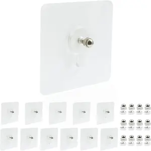 20 Pcs Adhesive Hooks for Kitchen & Bathroom Heavy Duty, Screw-Free, Seamless, Reusable Wall Hooks for Hanging