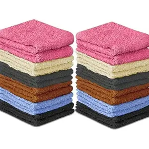 100% Cotton - Wash Cloth Set - Pack of 24, Flannel Face Cloths, Light Weight, Thin Quality Highly Absorbent and Soft Feel Fingertip Towels (12x12 Pack of 24) Gift Bath Multicolor