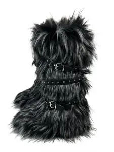 New Hot Girl Snow Boots, Faux Fur Design, Y2k Punk Style, Rivets & Straps, Studded Boots, High-top Women's Short Boots, Atlanta Girls' Shoes, Winter Warm Boots, Anti Slip Boots, Fashion Boots