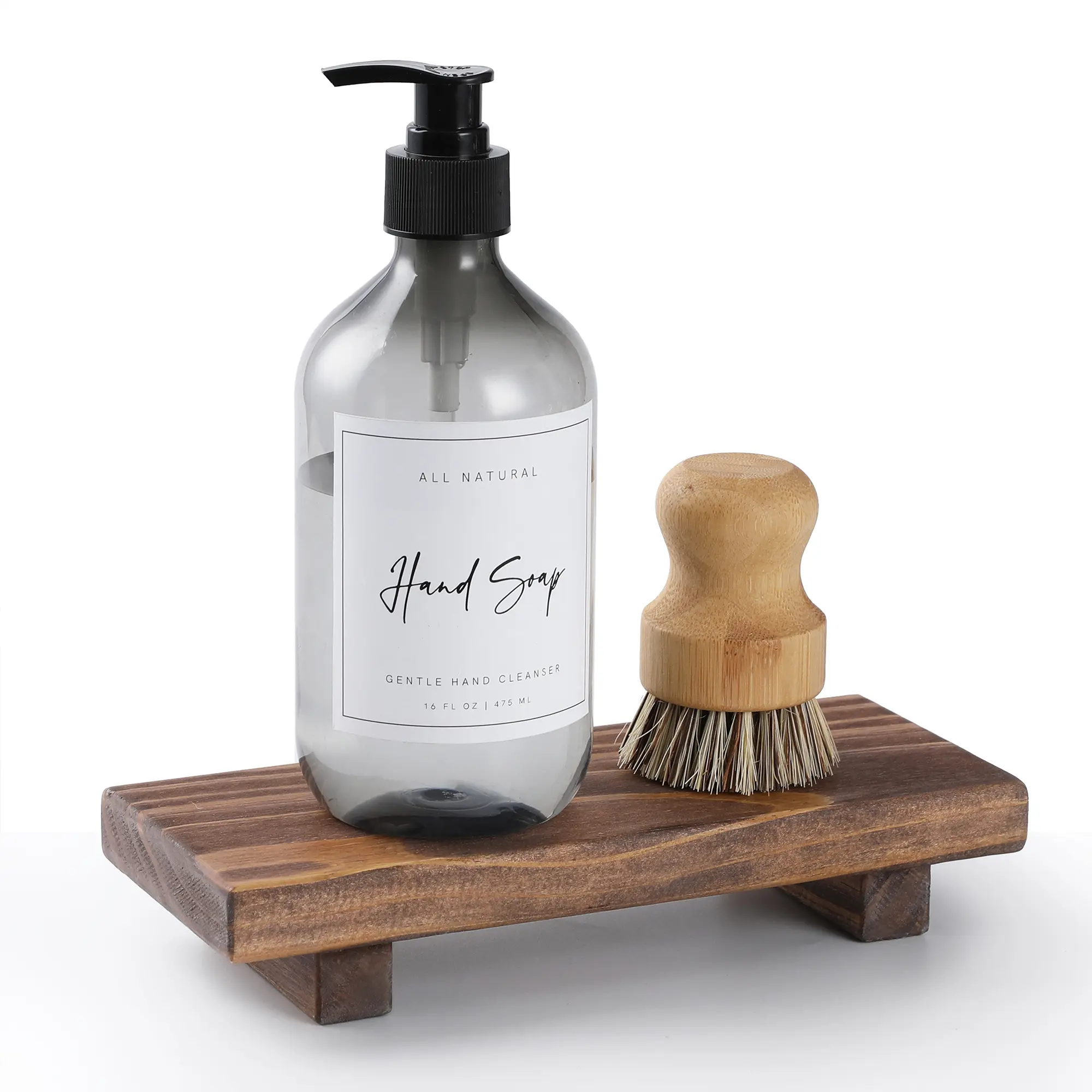 Wood Pedestal Soap Stand, Farmhouse Wood Riser, Soap Dish Holder/Tray Counter Decor for Bathroom Kitchen, Rustic Candle Plant Holder, Display Rectangular Decorative