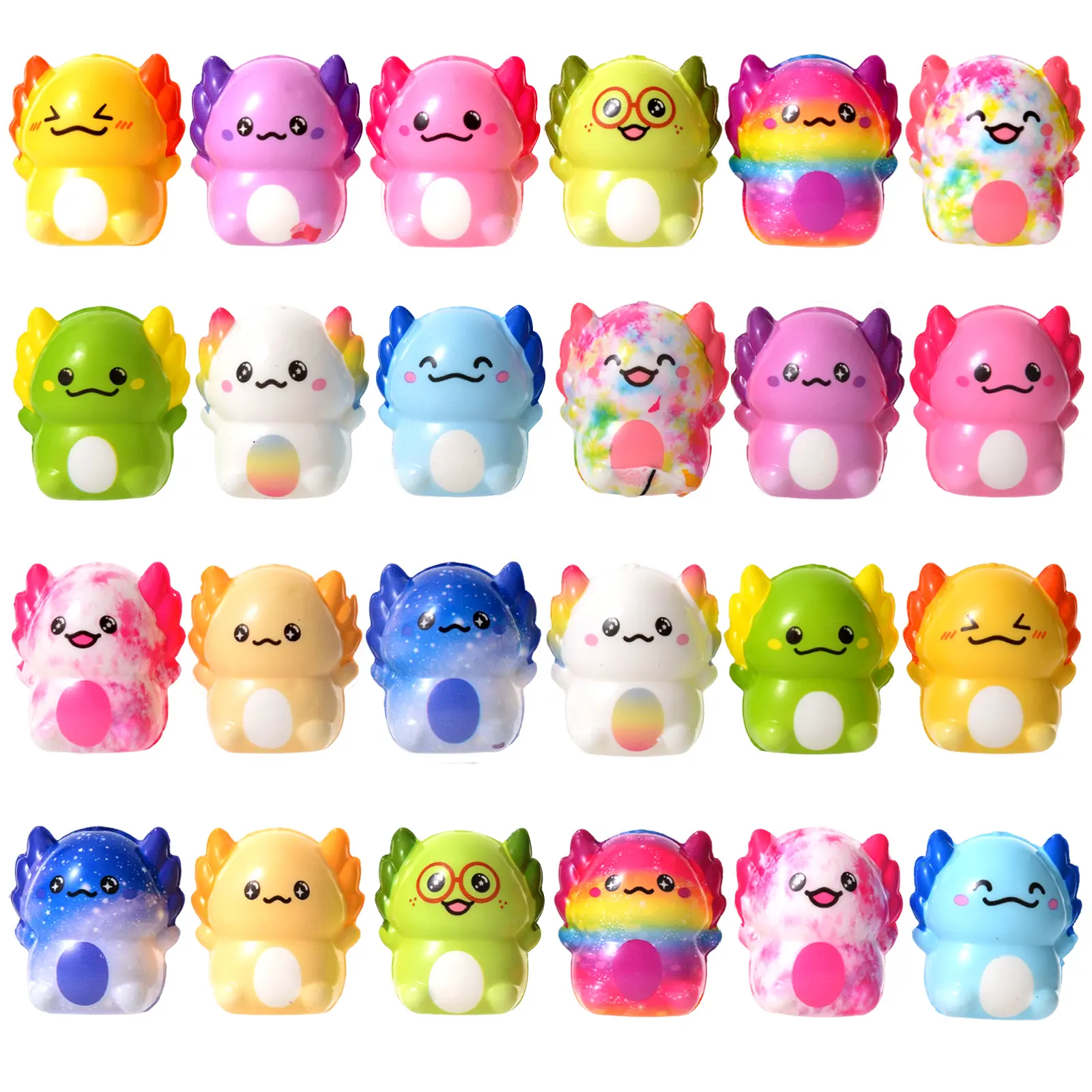 24pcs Axolotl Slow Squishy Toys, Soft Stress Relieving Accessory, Sensory Fidget Squishies, Animal Fidgets, Little Gifts for Girls, Party Favors & Novelty Prizes