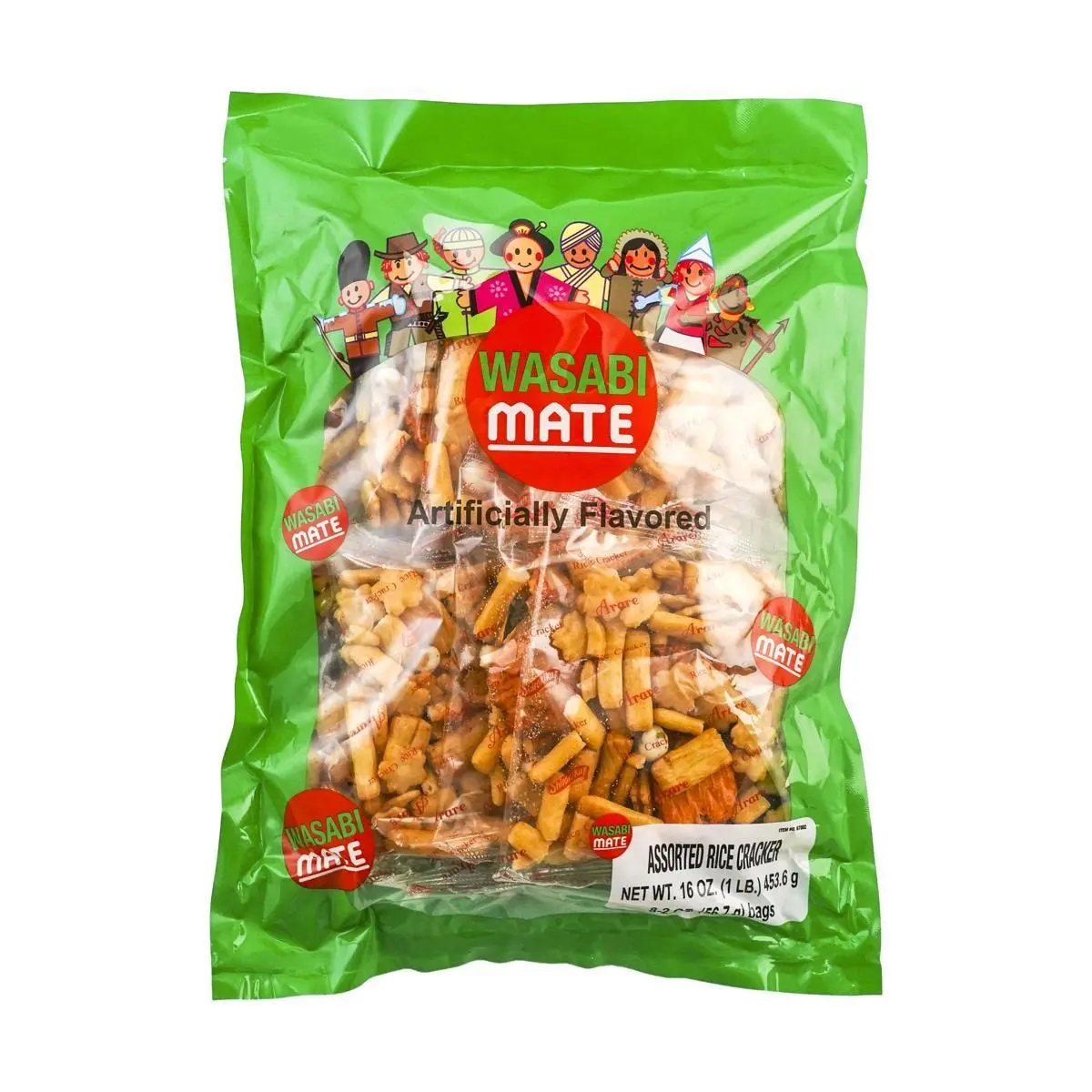 SHIRAKIKU Japanese Wasabi Rice Crackers - Crispy, Savory Snack (453g Family Size)