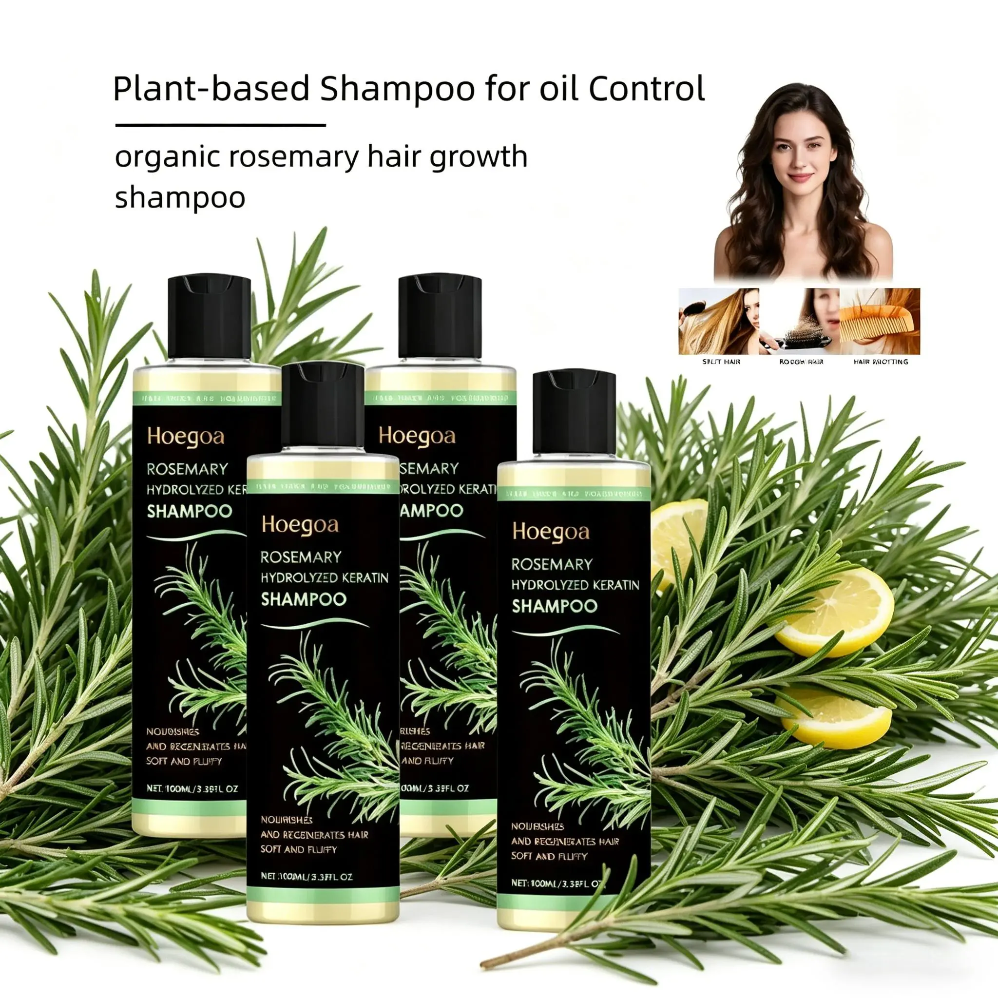 Rosemary Hair Growth Shampoo – Natural Plant Extract Anti-Hair Loss Scalp Care | Oily Hair Dandruff Relief 100ml