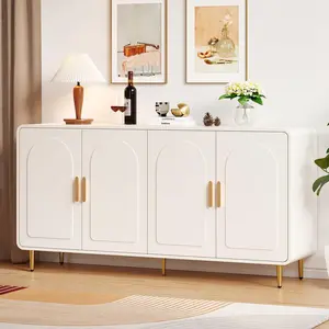 ONBRILL 60" Sideboard Buffet Cabinet, Large Credenza Storage Cabinet, Modern Console Table with Doors and Shelves, White Coffee Bar for Living Dining Room Kitchen Hallway