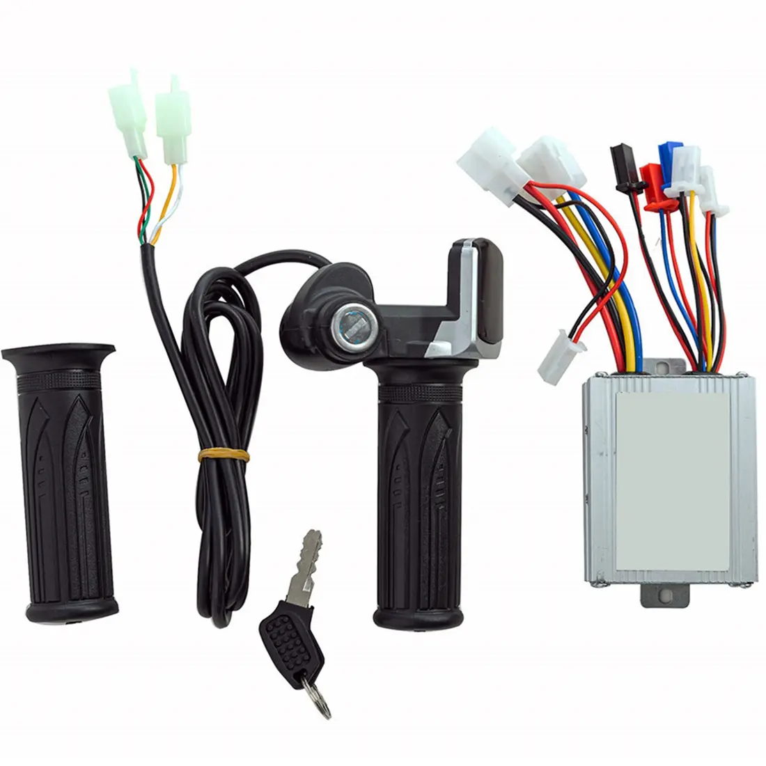 24V 350W Brushed Motor Controller & Throttle Screw Grip Composite Set - Standard Fit Household Appliance Accessory with Brake, Charging Port, Speed Control Signal, Power Display, as Shown for Electric Scooters, Bicycles, Controller And Throttle Screw Grip