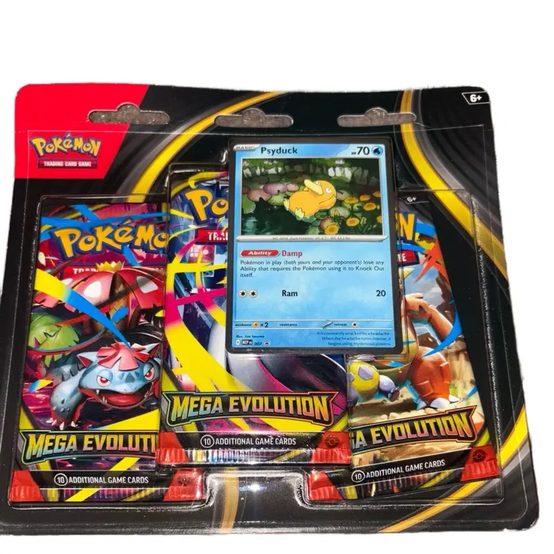 Pokémon Mega Evolution 3-Pack Blister — Psyduck Promo (Factory Sealed)