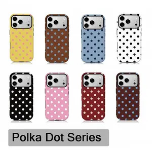Pink polka phone case Cover for iphone 17 pro max 16 Plus 15 14 13 12 11 Plus Fashion phone case blue white red yellow polka phone case