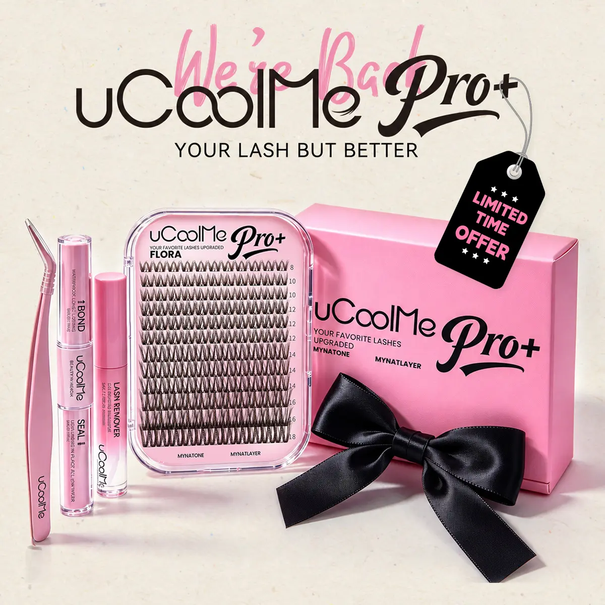 uCoolMe Pro⁺ DIY Lash Clusters Gift Set, Black & Brown Wispy 3D Layered Eyelash Extensions, Natural to Full Styles, Gift for Her, Upgraded Bond & Seal, Remover & Applicator，Individual Options