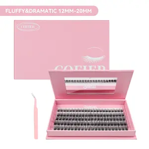 COFIER Fluffy Volume Lash Kit - 12mm-20mm Length, No Glue Needed, Self-Grafting, Beginner Friendly Eyelashes Makeup Cosmetic Flawless