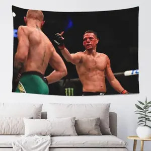 Nate Diaz Combat Heroes Tapestry 40x60in - Vibrant Wall Hanging Featuring Famous Martial Arts Icons, Great for Boxing, MMA, and Wrestling Enthusiasts Home Bedroom Decor Ufc