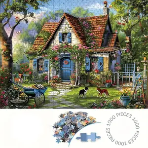 1000 Piece Puzzle DIY Home Decor Brain Teaser Toy, Holiday Scene Design, Mixed Colors, Perfect Gift for Adults & Families