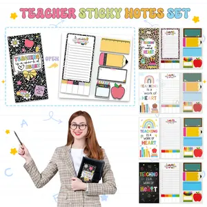 Teacher Sticky Notes Set, "Teaching Is A Work Of Heart" Booklet, 440 Sheets Of Blackboard Self-Stick Note Pads, Teacher Appreciation Gift, Classroom & Office Supplies, 11 Styles, Durable & Easy To Use