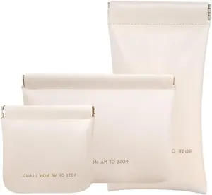 3pcs Small Makeup Bag for Women Mini Travel Storage Pouch Waterproof Organizer Bag with Elastic Open Close Design for Cosmetics Lipstick Jewelry and Accessories