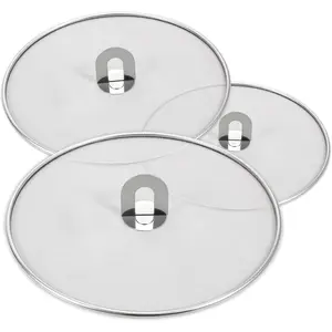 Splatter Screen for Kitchen, Stainless Steel Fine Mesh Splatter Screen for Frying Pan, 10, 11.5, 13 Inch Grease Splatter Guard with Fold Flat Knob