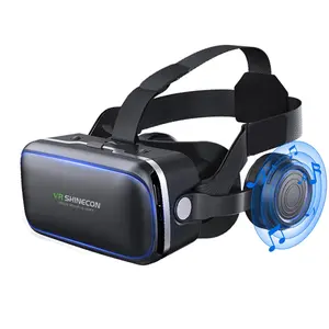 Shinecon VR Glasses Headset Virtual Reality Devices Lenses Goggles Helmet Viar 3D For Smartphones Smart Phone Headphones Hedset