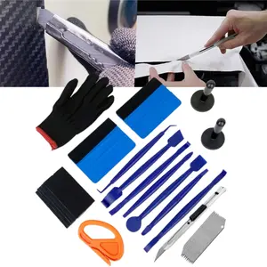 Pro Vinyl Wraps Applicator Tool Kit Window Tint Film Car Wrapping Tools Includes Felt Squeegees, Plastic Scraper, Wrap Knife and Blades, Gloves - Home Improvement.