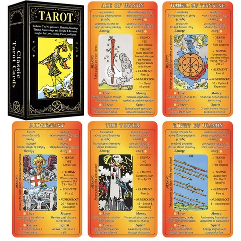 78pcs Keyword Tarot Cards Rider Waite Deck with Meanings on Cards Beginner Tarot Deck Yes No Oracle Cards Divination Gift Box Tarot Card Set Hobby Cards Tarot Card Decks