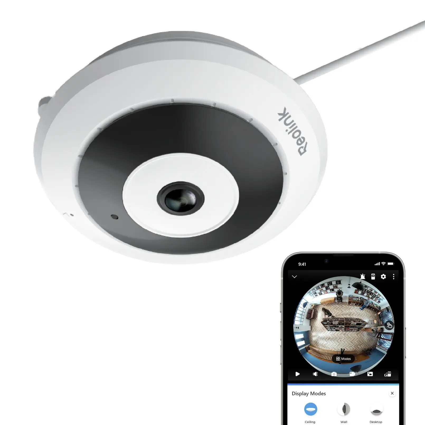 Reolink FE-W 2K 6MP Fisheye Plug-in WiFi Security Camera with 2-Way Audio, Smart Detection, 360° Panoramic Indoor View