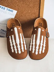 Boys' Four Seasons Comfortable Thick Bottom Suede Clog Slippers Men's Indoor Home Leisure Round Toe Walking Shoes Slide Trendy Casual Sportswear