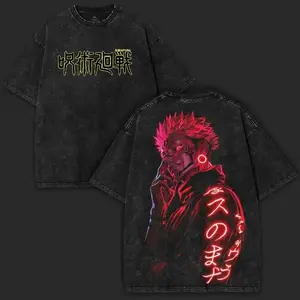 valentine shirts Gojo Satoru Jujutsu Kaisen Fan Print T-Shirt Men Women Washed Vintage Cotton Top Clothing Short Sleeve Oversized Tees Streetwear