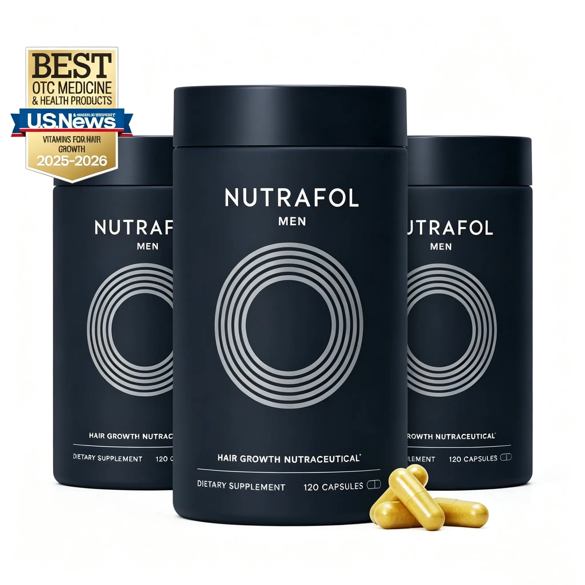 Nutrafol Men Ages 18-49 Hair Growth Supplements, Clinically Tested for Thicker Hair and Fuller Scalp Coverage, Dermatologist Recommended - 1 Month Supply