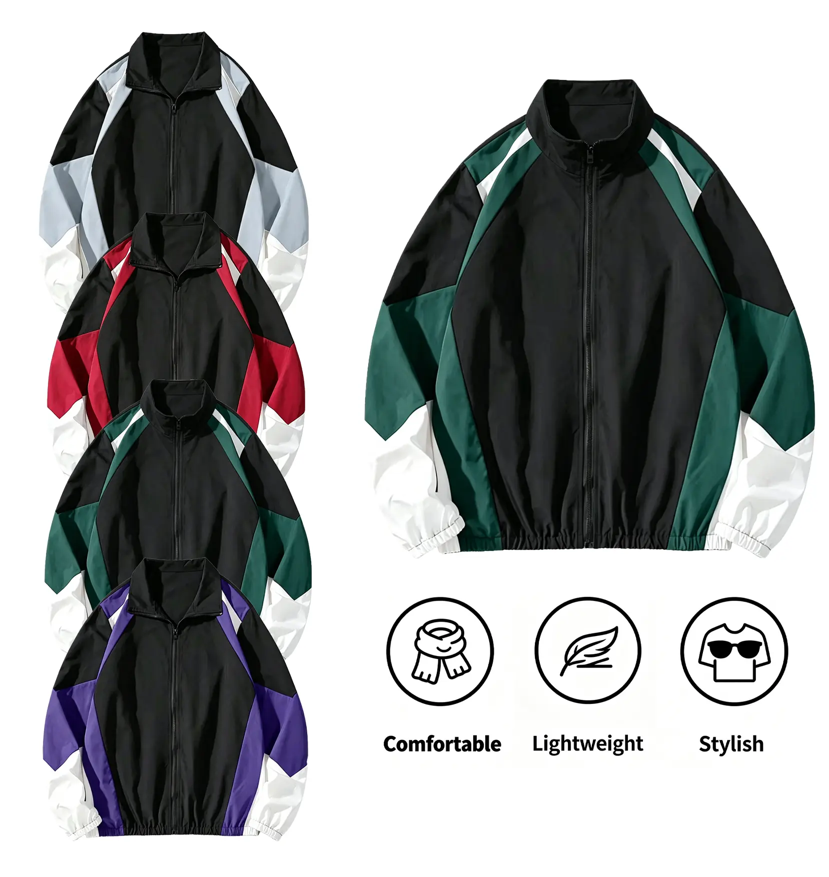 Men's Color Block Zip Up Stand Collar Track Jacket Lightweight Windbreaker Comfort Casual Retro Street Outerwear 4 Color Options Coats Menswear