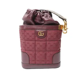 Pre-owned GUCCI canvas Crossbody Bags Mini Crossbody Bag with Double G in Burgundy Quilted GG Stylish & Functional Handbag for Everyday Use