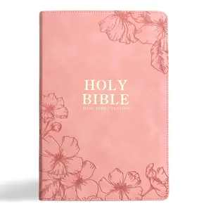 KJV Holy Bible, Giant Print with Cross-References, Soft Pink LeatherTouch with Floral Cover Design, Thumb Index, Ribbon Marker, Red Letter, Full-Color Maps, Easy-to-Read MCM Type, King James Version Imitation Leather
