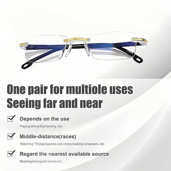 A pair of smart zoom frameless reading glasses, high-definition, eye-protecting, blue light blocking, suitable for both men and women. Daily Rimless Eyeglasses white elephant gifts for adults
