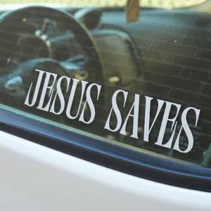 Jesus Saves Car Sticker | Christian Vinyl Decal for Car or Laptop | Faith-Based Bumper Sticker M