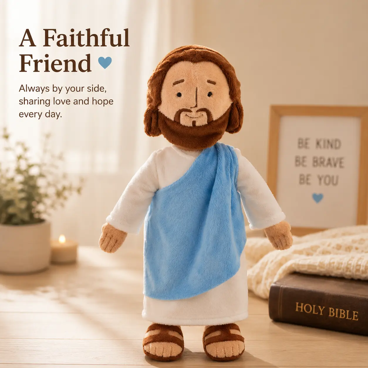 13-inch White Robe Jesus Plush Figurine - Soft Plush Fabric Christian Home Decor, Gift Ideas for First Communion, Easter, Church Gifting (for Kids & Adults)