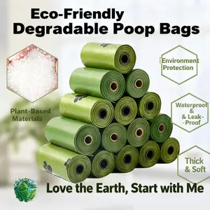 12 Rolls Biodegradable Dog Poop Bags, Basic Pet Waste Bags, Eco-Friendly Leak-Proof Super Thick Garbage Bags for Outdoor Use