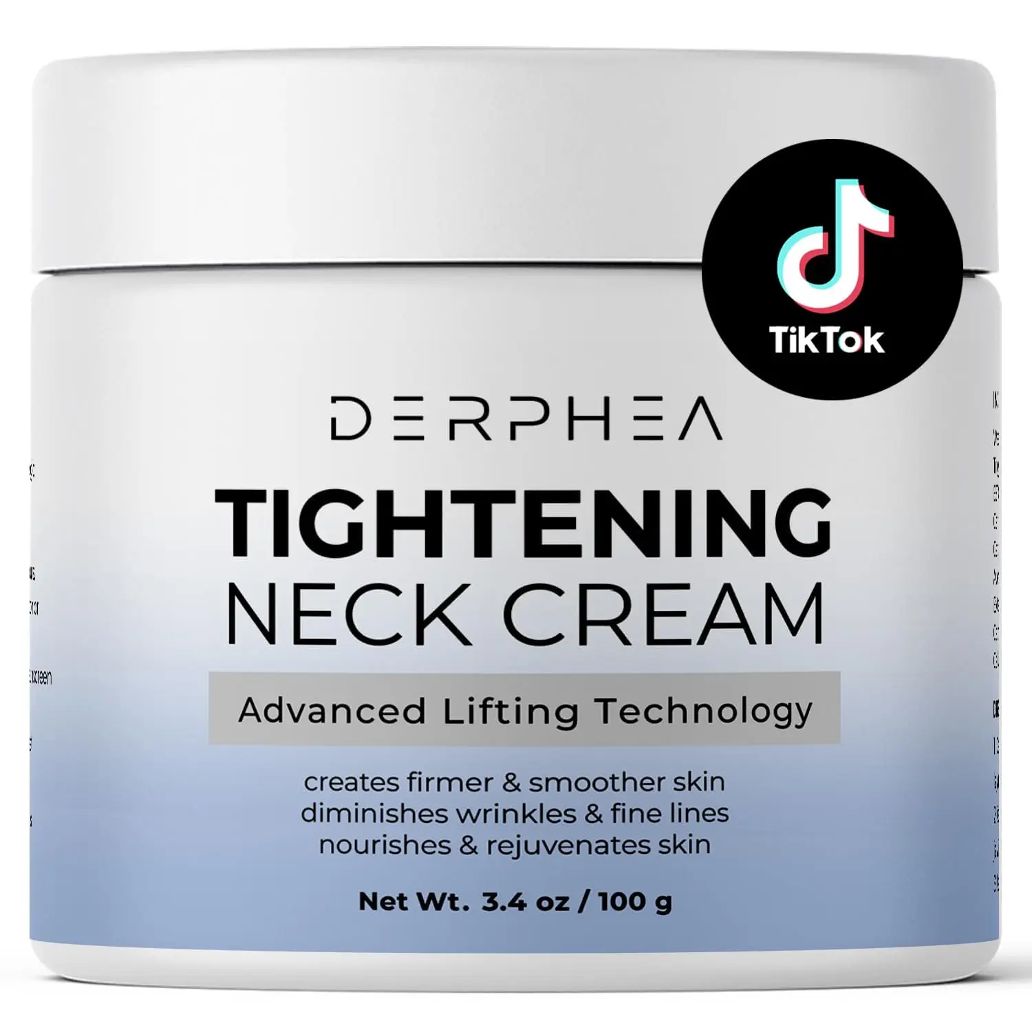 DERPHEA Tightening Neck Cream Advanced Lifting Technology for Firming Smoother Skin Reduces Wrinkles Fine Lines 3.4 Oz