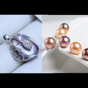 Pearl pendant+ Double Edison Pearl (Min 2 pcs inside as gift） [live opening] (7-9mm）