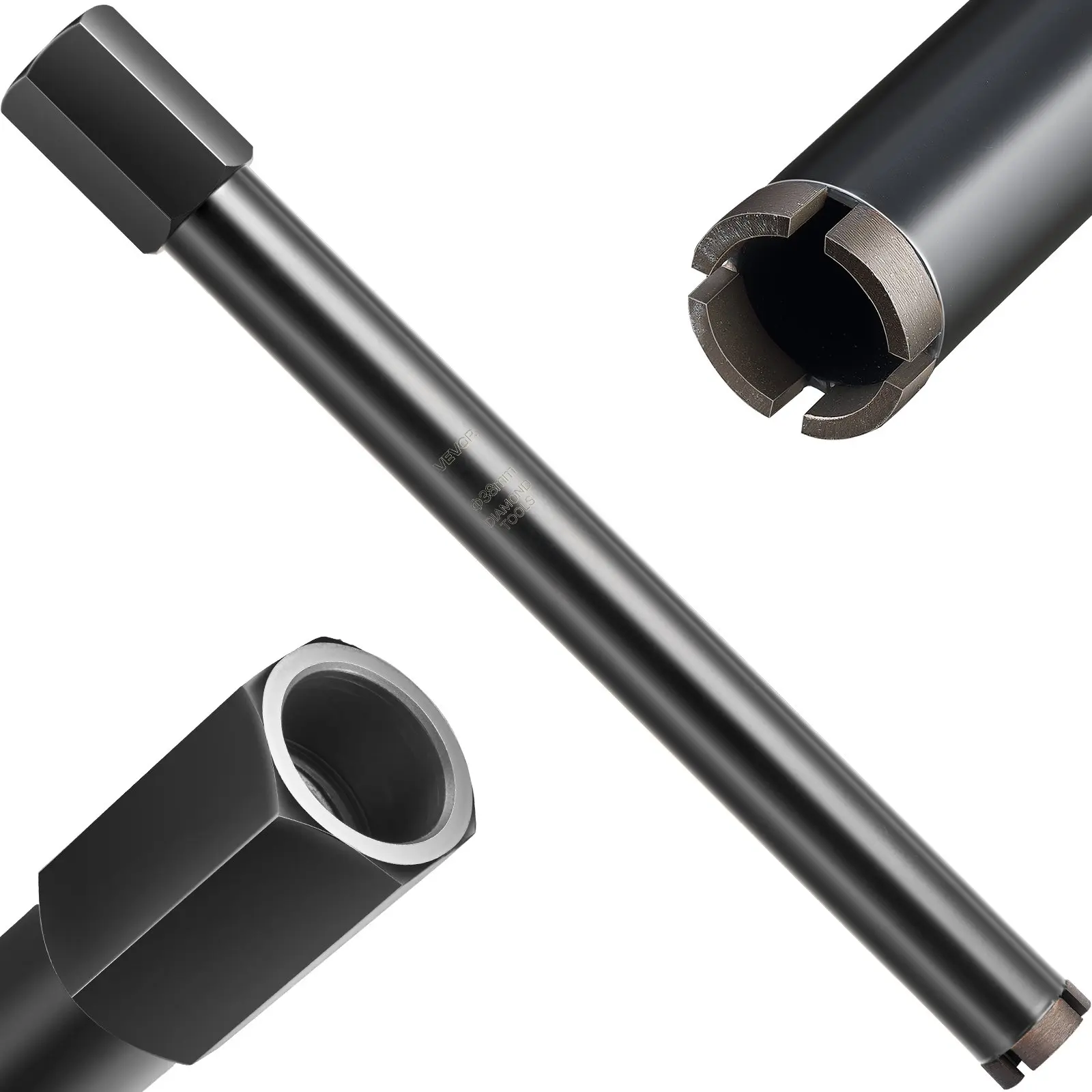 【DealsForYouDays】VEVOR Durable Carbon Steel Core Drill Bit, 1.5 in Diameter, 14 in Drilling Depth, 1.25 in-7 Internal Thread, High-Precision Welding, High Performance Wet Diamond Tool, 2.32 lbs, for Reinforced Concrete, Bricks