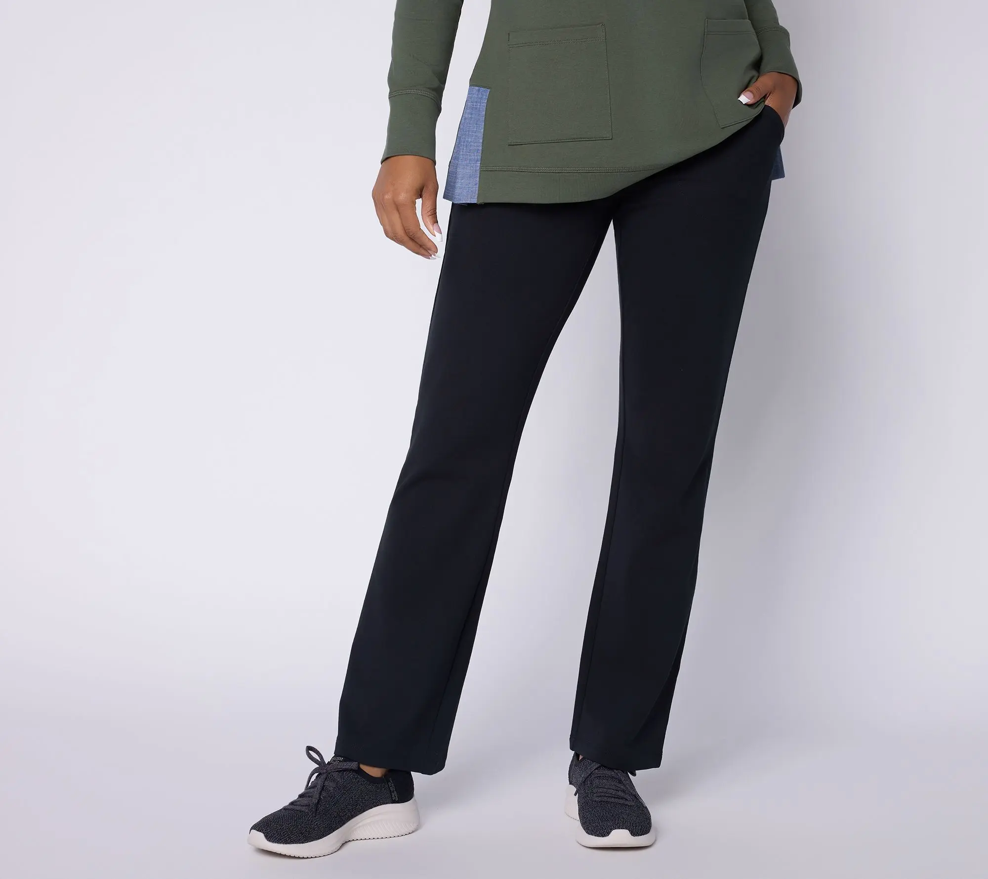 Denim & Co. Petite EasyWear French Terry Baby Boot-Cut Pants
